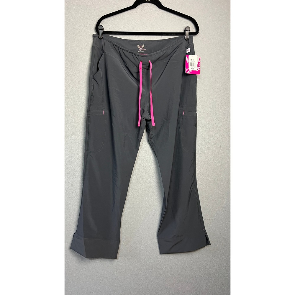 Smitten Grey Pink Contemporary Fit Cargo Scrub Pants S201002 Large Petite NWT